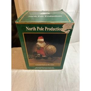 North Pole Productions Vintage 1995 Animated Musical Santa At His Globe